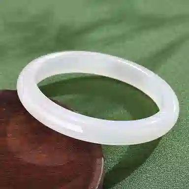 【精选高品质】 熊银匠 经典白月光 古色古香 新中式国潮古典气质宫廷风美人贵妃镯旗袍汉服国风氛围感 温婉典雅素玉镯 玉髓 手镯 女款