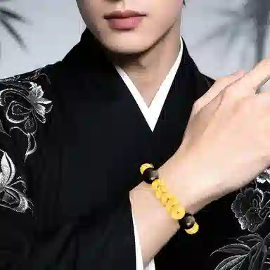 【财源滚滚】 熊银匠 聚财五帝钱 招财进宝 平安纳福 财运亨通 时来运转 新中式国潮铜钱金曜石转运珠 黑曜石 足银手串 男女同款情侣款