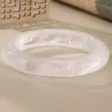 【净化能量】 熊银匠 白月光水晶之恋 新中式国风梦幻通透天然飘花 白幽灵纯净能量古风汉服旗袍贵妃美人镯天然 白水晶 手镯 女款