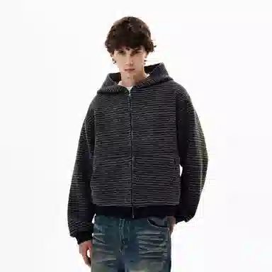 ONITSOP Striped Wool Zip Hoodie