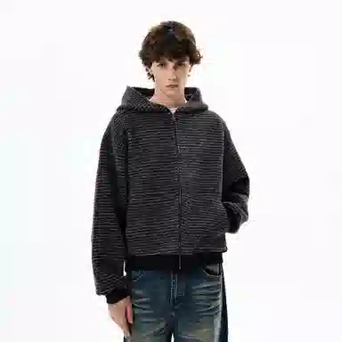 ONITSOP Striped Wool Zip Hoodie