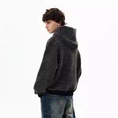 ONITSOP Striped Wool Zip Hoodie