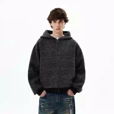 ONITSOP Striped Wool Zip Hoodie