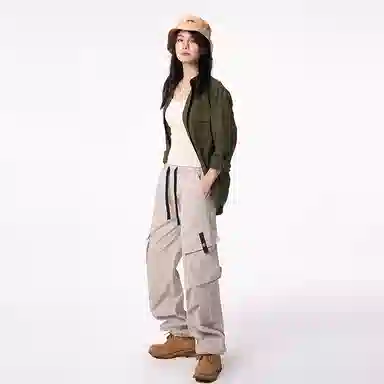 欧迪芬 小个子冰丝速干休闲运动裤宽松直筒户外登山徒步伞兵裤工装裤 女款