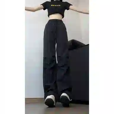 欧迪芬 褶皱伞兵工装裤薄款美式速干裤直筒休闲裤 女款