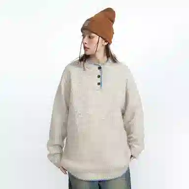 欧迪芬 小众设计感亨利领女秋冬复古氛围感宽松套头慵懒风柔软舒适百搭时尚日常通勤毛衣 女款