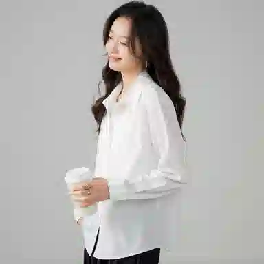 欧迪芬 纯欲春秋韩版宽松抗皱春夏长袖衬衫 女款