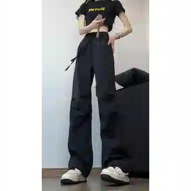 欧迪芬 褶皱伞兵工装裤薄款美式速干裤直筒休闲裤 女款