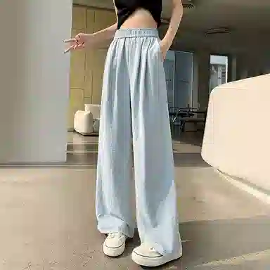 欧迪芬 高街垂感阔腿糯米奶芙山本裤褶皱薄款透气慵懒风宽松百搭休闲裤 女款