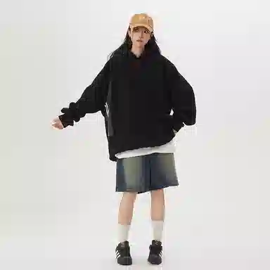 欧迪芬 春秋美式撞色运动上衣情侣宽松打底设计感连帽卫衣 男女同款