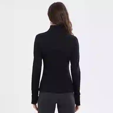 欧迪芬 立领修身显瘦时尚百搭立体剪裁纯色外套塑形户外运动瑜伽健身拉链训练速干骑行上衣塑身衣 女款