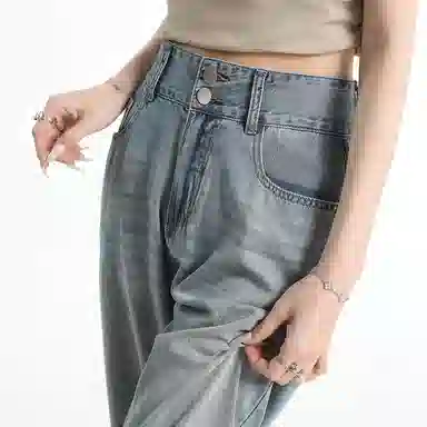 欧迪芬 美式复古高街潮流显高显瘦清凉宽松休闲牛仔裤 女款