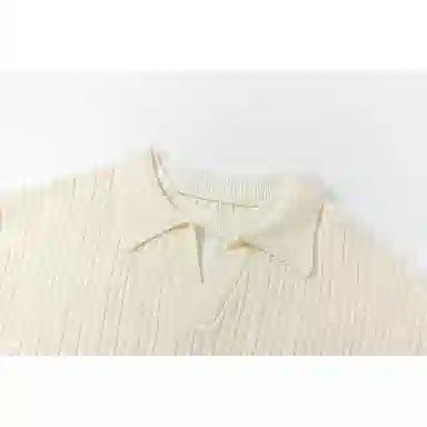 欧迪芬 美式圆领女秋冬季绵羊毛假两件内搭简约翻领毛衣 女款