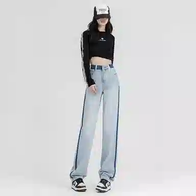 欧迪芬 显瘦阔腿裤潮流时尚款牛仔裤 女款