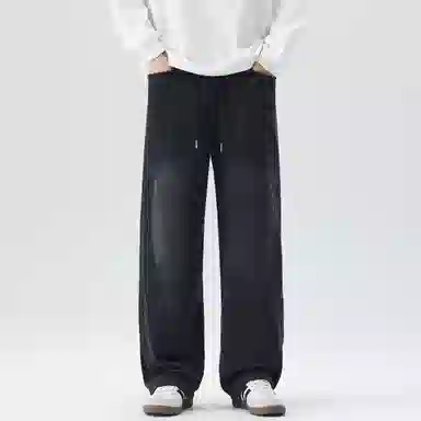 欧迪芬 复古高街基础款系带简约卫裤宽松直筒运动裤显高显瘦休闲裤 男女同款