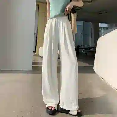 欧迪芬 高街垂感阔腿糯米奶芙山本裤褶皱薄款透气慵懒风宽松百搭休闲裤 女款