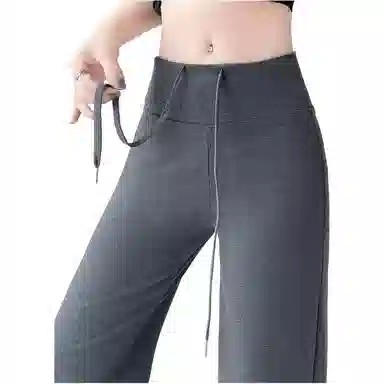 欧迪芬 灰色时尚美式窄版直筒速干跑步运动裤女士宽松慵懒风纯棉糯米裤微喇瑜伽裤卫裤高腰设计垂感百搭休闲设计感显瘦阔腿裤休闲裤 女款