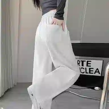 欧迪芬 宽松直筒运动高腰休闲裤 女款