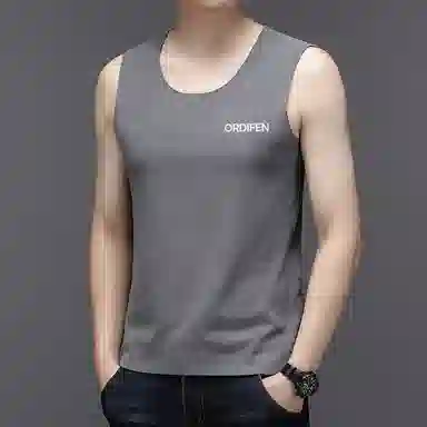 欧迪芬 日系纯色轻量简约德绒柔软高弹加热无痕打底保暖秋衣背心 男女同款