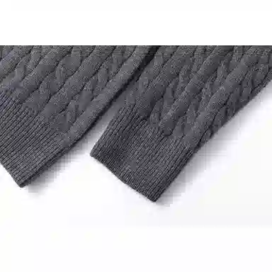 欧迪芬 潮牌纯色绞花半拉链休闲百搭内搭大学生外穿开衫立领毛衣 男女同款