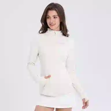 欧迪芬 立领修身显瘦时尚百搭立体剪裁纯色外套塑形户外运动瑜伽健身拉链训练速干骑行上衣塑身衣 女款