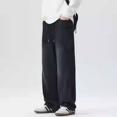 欧迪芬 复古高街基础款系带简约卫裤宽松直筒运动裤显高显瘦休闲裤 男女同款