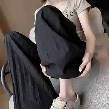 欧迪芬 冰丝阔腿裤薄款夏季高腰垂感宽松直筒显瘦 亲肤山本裤休闲裤 男女同款