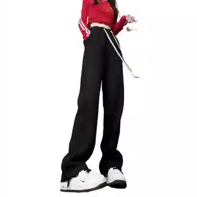 欧迪芬 美式复古高街基础款简约卫裤宽松直筒运动裤显瘦显高百搭舒适休闲裤 男女同款