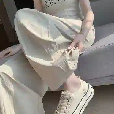 欧迪芬 冰丝阔腿裤薄款夏季高腰垂感宽松直筒显瘦 亲肤山本裤休闲裤 男女同款