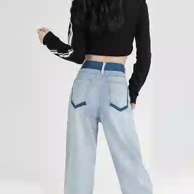 欧迪芬 显瘦阔腿裤潮流时尚款牛仔裤 女款