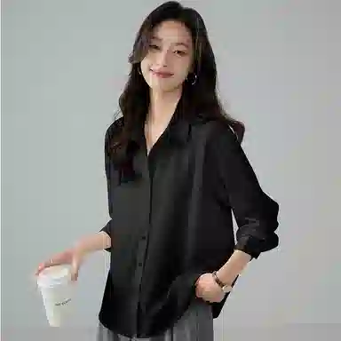 欧迪芬 纯欲春秋韩版宽松抗皱春夏长袖衬衫 女款