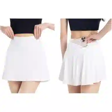 欧迪芬  夏季运动半身裙女高腰弹力假两件短裤女防走光网球羽毛球跑步高尔夫冰感透气速干百褶显瘦纯色舒适户外百搭  瑜伽短裙  女款