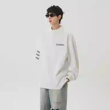 欧迪芬 撞色条纹潮流高级感简约半开襟设计慵懒风休闲宽松吸湿排汗舒荫适百搭通勤显高印花时尚高街无性别主义长袖卫衣 男女同款