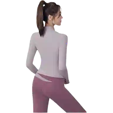 欧迪芬  欧若风蜜桃拼色三件套裸感无缝外套免穿胸垫文胸背心瑜伽裤速干跑步健身服套装出游运动普拉提臀高腰高弹力显瘦  瑜伽套装  女款