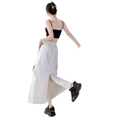 欧迪芬 纯色通勤舒适半身裙时尚复古休闲长裙 女款