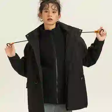 欧迪芬 明星同款宽松连帽长袖纯色高街简约基础款防风防水防污登山衣运动保暖防泼水时尚旅游户外徒步旅行露营山系情侣外套夹克 男女同款