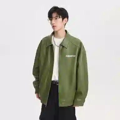 欧迪芬 美式复古高街潮流飞行员机车风休闲宽松防风透气翻领痞帅城市机能时尚氛围感皮扎染日常通勤百搭舒适品牌字母外套夹克 男女同款