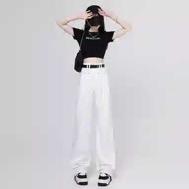 欧迪芬 美式纯色高街显瘦牛仔裤 女款 白色