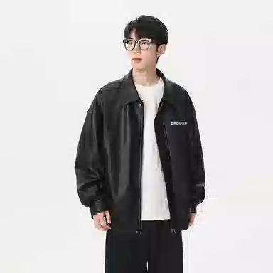 欧迪芬 美式复古高街潮流飞行员机车风休闲宽松防风透气翻领痞帅城市机能时尚氛围感皮扎染日常通勤百搭舒适品牌字母外套夹克 男女同款