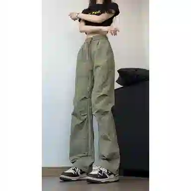 欧迪芬 褶皱伞兵工装裤薄款美式速干裤直筒休闲裤 女款