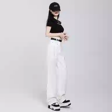 欧迪芬 美式纯色高街显瘦牛仔裤 女款 白色