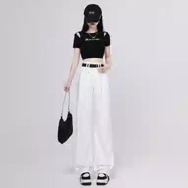 欧迪芬 美式纯色高街显瘦牛仔裤 女款 白色