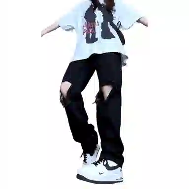 欧迪芬 纯色卫裤宽松直筒阔腿抽绳百搭拖地时尚通勤运动休闲裤 男女同款