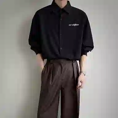 欧迪芬 基础款纯色多巴胺色系舒适简约时尚户外出行日常通勤经典学院风百搭无性别主义长袖翻领单排扣情侣休闲宽松衬衫 男女同款