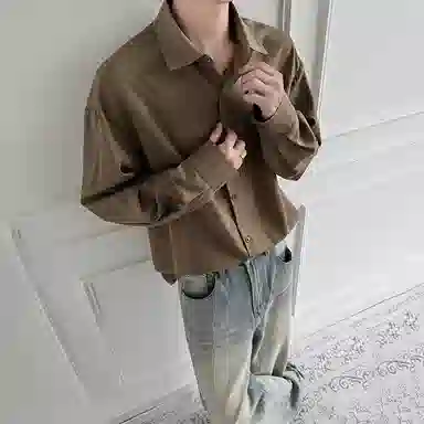 欧迪芬 基础款纯色多巴胺色系舒适简约时尚户外出行日常通勤经典学院风百搭无性别主义长袖翻领单排扣情侣休闲宽松衬衫 男女同款