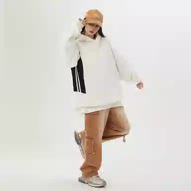 欧迪芬 春秋美式撞色运动上衣情侣宽松打底设计感连帽卫衣 男女同款