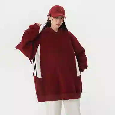 欧迪芬 春秋美式撞色运动上衣情侣宽松打底设计感连帽卫衣 男女同款