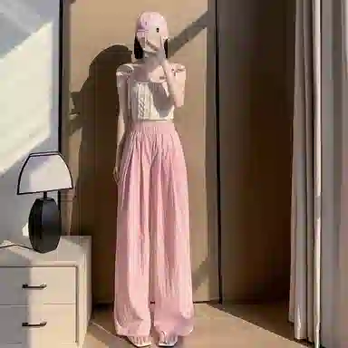 欧迪芬 冰丝阔腿裤薄款夏季高腰垂感宽松直筒显瘦 亲肤山本裤休闲裤 男女同款