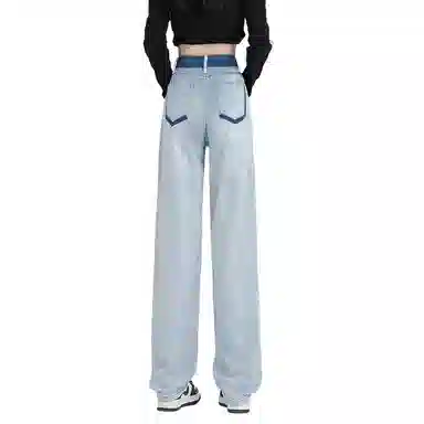 欧迪芬 显瘦阔腿裤潮流时尚款牛仔裤 女款