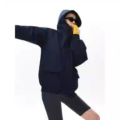 欧迪芬 美式工装风宽松上衣情侣款春秋季户外运动多口袋机能三防连帽外套夹克 男女同款